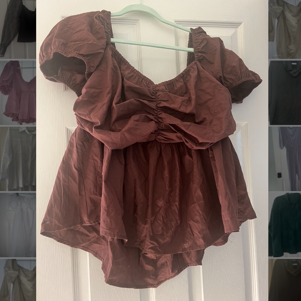 Brown Ruched Top
